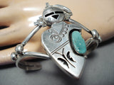 Important Native American Navajo Royston Turquoise Sterling Silver Kachina Bracelet-Nativo Arts