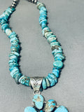 Majestic Native American Navajo Turquoise Sterling Silver Gigantic Necklace-Nativo Arts
