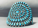 One Of The Biggest Crazy Vintage Native American Navajo Turquoise Sterling Silver Bracelet-Nativo Arts