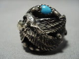 Bisbee Turquoise Vintage Navajo Eagle Sterling Silver Native American Ring-Nativo Arts