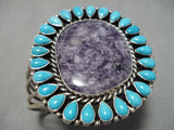 Important Huge Vintage Native American Navajo Tanya Rafael Turquoise Sterling Silver Bracelet-Nativo Arts