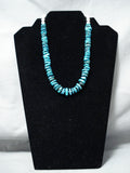 Stunning Vintage Native American Navajo Old Kingman Turquoise Sterling Silver Necklace-Nativo Arts