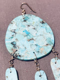 Rare Native American Navajo Turquoise Sterling Silver Tanya Tucker Style Earrings-Nativo Arts