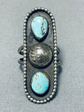 Incredible Vintage Native American Navajo Blue Gem Turquoise Sterling Silver Ring-Nativo Arts