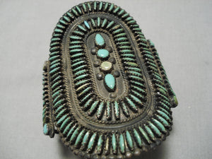 The Best Vintage Native American Navajo Zuni Green Nedlepoint Turquoise Sterling Silver Bracelet-Nativo Arts