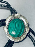 Fabulous Vintage Native American Navajo Green Malachite Sterling Silver Bolo Tie-Nativo Arts