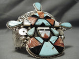 One Of The Biggest Best Native American Navajo Turquoise Sterling Silver Kachina Bracelet-Nativo Arts