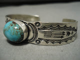 Important Jeanette Dale Native American Navajo Royston Turquoise Sterling Silver Bracelet Cuff-Nativo Arts