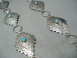 Exceptional Native American Navajo Blue Gem Turquoise Sterling Silver Concho Belt-Nativo Arts