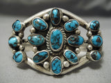 Collector Vintage Native American Navajo Bisbee Turquoise Sterling Silver Bracelet Old-Nativo Arts