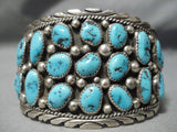 Important Vintage Native American Navajo Tommy Moore Turquoise Sterling Silver Bracelet Old-Nativo Arts