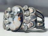 Master Of Silver Work Vintage Native American Navajo Petrified Wood Sterling Bracelet-Nativo Arts