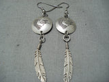 Exceptional Vintage Navajo Sterling Silver Eagle Earrings Old Native American-Nativo Arts