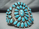Magnificent Vintage Native American Navajo Kingman Turquoise Sterling Silver Bracelet Old-Nativo Arts