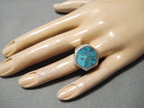 Important Zuni Native American Heavy Thick Sterling Silver Ring-Nativo Arts