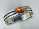 One Of A Kind Vintage Native American Navajo Ancient Tree Sap Sterling Silver Bracelet-Nativo Arts