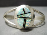 Amazing Vintage Native American Navajo Opal Inlay Sterling Silver Bracelet-Nativo Arts
