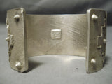 Incredibly Heavy Native American Sterling Silver Geomtric Bracelet-Nativo Arts