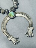 One Of The Best Native American Navajo Hand Wrought Sterling Silver Royston Turquoise Necklace-Nativo Arts