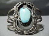 Wonderful Vintage Native American Navajo Towering Leaf Sterling Silver Turquoise Bracelet-Nativo Arts