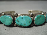 Chunky Vintage Native American Navajo Turquoise Sterling Silver Coiled Bracelet Old-Nativo Arts