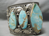 Biggest Best Vintage Native American Navajo #8 Turquoise Sterling Silver Bracelet Old-Nativo Arts