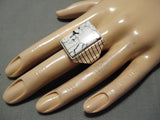 Incredible Vintage Native American Navajo White Buffalo Turquoise Sterling Silver Ring Old-Nativo Arts