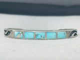 Amazing Vintage Native American Hopi Turquoise Inlay Sterling Silver Bracelet-Nativo Arts