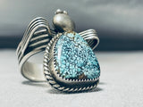 Huge Bug Whimsical Vintage Native American Navajo Spider Turquoise Sterling Silver Ring-Nativo Arts