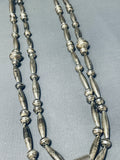 Rare Longer Signed Vintage Native American Navajo Sterling Silver Torpedo Necklace-Nativo Arts