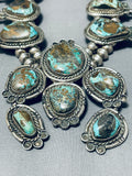 300 Gram Museum Vintage Native American Navajo Turquoise Sterling Silver Squash Blossom Necklace-Nativo Arts