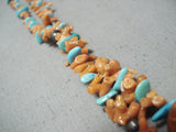 Native American Colorful Vintage Santo Domingo Coral Turquoise Sterling Silver Necklace-Nativo Arts