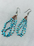 Amazing Vintage Native American Navajo Turquoise Heishi Sterling Silver Earrings-Nativo Arts