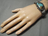 Opulent Vintage Native American Navajo Huge Button Sterling Silver Turquoise Bracelet Old-Nativo Arts