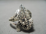 Detailed Toad Navajo Sterling Silv Er Toad Ring Native American-Nativo Arts