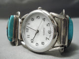 Important Vintage Native American Navajo Pete Sierra Turquoise Sterling Silver Watch Bracelet-Nativo Arts