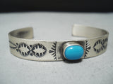 Signed Vintage Native American Navajo Sleeping Beauty Turquoise Sterling Silver Bracelet-Nativo Arts