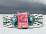 Unique Native American Navajo Purple Spiny Oyster Blue Gem Turquoise Sterling Silver Bracelet-Nativo Arts