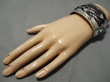 Important Vintage Native American Navajo Henry Yawakaia Sterling Silver Horse Turquoise Bracelet-Nativo Arts