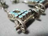 Best Vintage Native American Zuni Wagon Dishta Turquoise Sterling Silver Earrings-Nativo Arts