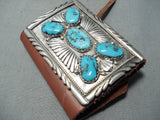 Spectacular Vintage Native American Navajo Morenci Turquoise Sterling Silver Bowguard-Nativo Arts