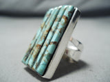 Unique Navajo Native American Turquoise Cornrows Sterling Silver Ring-Nativo Arts