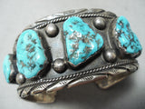 Important Vintage Native American Navajo Phil Long Turquoise Sterling Silver Bracelet-Nativo Arts