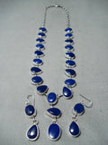 Dynamic Navajo Lapis Sterling Silver Necklace & Earring Set Native American-Nativo Arts