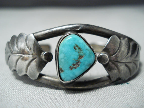 Wonderful Vintage Native American Navajo Kingman Turquoise Sterling Silver Bracelet Old-Nativo Arts
