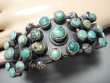 One Of The Best Vintage Native American Navajo Turquoise Coiled Sterling Silver Heavy Bracelet-Nativo Arts