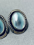 Unique Vicki Martin Vintage Native American Navajo Abalone Sterling Silver Earrings-Nativo Arts