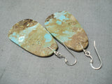 Huge Slab Turquoise #8 Sterling Silver Native American Earrings-Nativo Arts