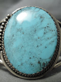 One Of The Best Vintage Native American Navajo Blue Diamond Turquoise Sterling Silver Bracelet-Nativo Arts