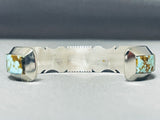 Native American Thick Very Rare #8 Turquoise Inlay Form Sterling Silver Bracelet-Nativo Arts